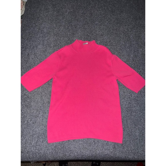 Talbots Sweaters - Talbots Pink Ribbed Mock Neck Short Sleeve Cotton Sweater Size Medium